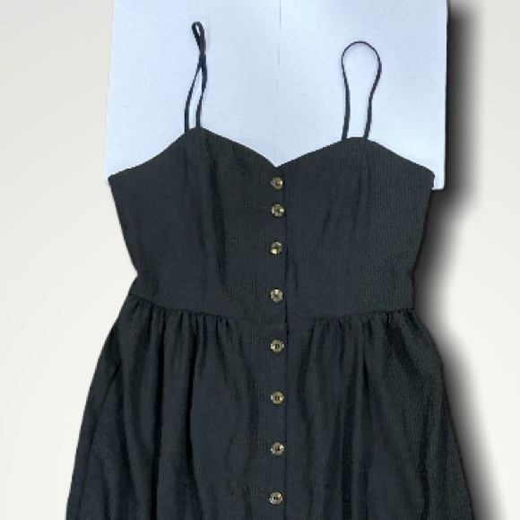 H&M Black long dress, ribbed fabric Sz 8 - Picture 2 of 6